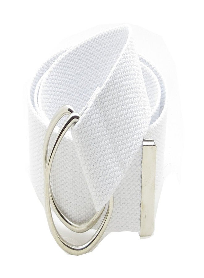 BC Belts حزام قماشي من بي سي بيلتس، مزود بإبزيم مزدوج على شكل حرف D، عرضه 1.5 بوصة، طرفه معدني، لون موحد (أبيض، مقاس متوسط). - Image 1